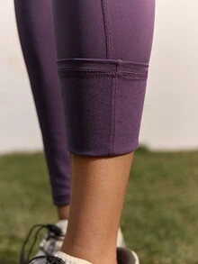 In My Nature Women's Solid Color Daily Fitness Sports Outdoor Tight Leggings - Purple - View 4