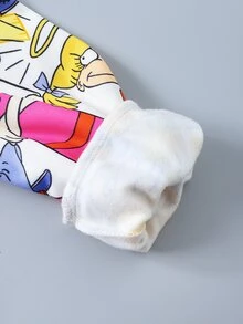 Nick 90s | SHEIN 1套女童Nick 90年代卡通印花圓領運動衫 + 桃紅色喇叭褲，休閒外出秋冬套裝 - 彩色 - 查看 5