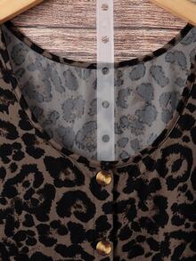 Freevana Plus Size Women's Leopard Print Casual Versatile Everyday Top - Multicolor - View 3