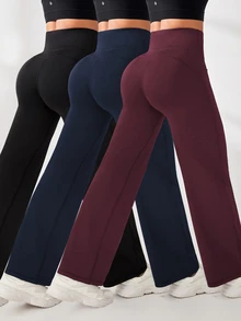 Velisys Velisys 女款純色高腰休閒百搭日常旅行運動長褲 3件/組 - 彩色 - 查看 2