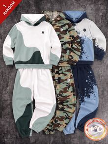SHEIN 青少年男孩休閒極簡寬鬆舒適長袖運動衫 - 彩色 - 查看 1
