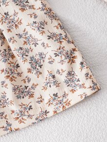 Elladie kids 女童秋冬淺杏色法式鄉村復古拼接咖啡棕抓絨內裡連帽長袖中長款風衣 - 棕色 - 查看 13