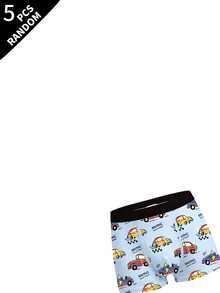 [5 Random Pieces]Boys' Boxer Briefs, Various Elements Football, Car, Spider, Soft Skin-Friendly Fabric, Suitable For Boys - Multicolor - View 3