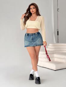 Muchica Apricot Short Sheer Mesh Jacket Plus Size - Apricot - View 4