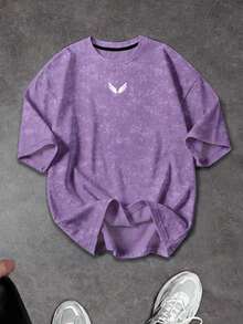 Sport MetroGents Men's Wing Print Short Sleeve Sports T-Shirt, Gym - Purple - View 3
