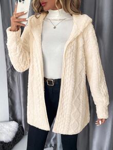 SHEIN Clasi 大尺碼冬季舒適長袖連帽夾克 - 杏色 - 查看 6