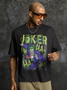JOKER X SHEIN Men's Crew Neck Short Sleeve Casual Versatile T-Shirt JOKER - Black - View 1