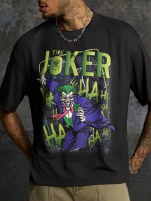JOKER X SHEIN Men's Crew Neck Short Sleeve Casual Versatile T-Shirt JOKER - Black - View 6