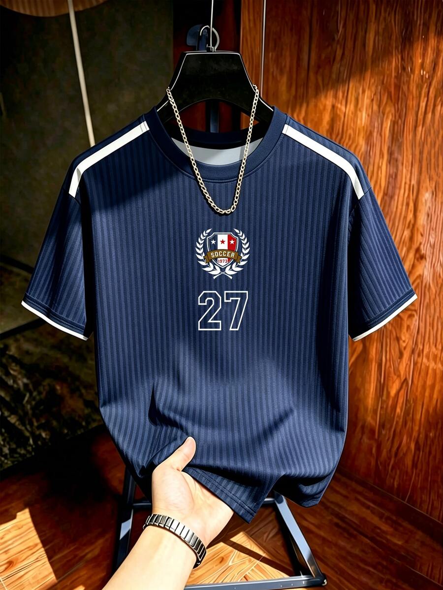 Gritte Field Men's Digital Striped Print Short Sleeve Sports T-Shirt, Gym - Multicolor - View 1
