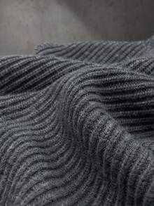 Autumn/Winter Girls' Design Pullover Sweater, Loose Fit Lapel 2 In 1 Asymmetrical Hem Grey Knit Top - Grey - View 5
