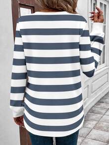 SHEIN LUNE Casual Minimalist Loose Crew Neck Long Sleeve Women's Sweatshirt, Thick Material, Suitable For Autumn/Winter - Multicolor - View 2
