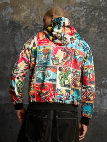 BATMAN X SHEIN Men's Movie Character Graphic Print Long Sleeve Hoodie - Multicolor - View 7