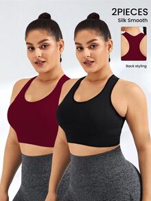 SHEIN Rhythm Era 大尺碼無縫運動內衣 2 件組 - 彩色 - 查看 1