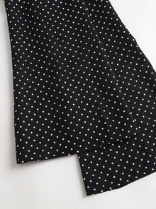 Sweetra Women's Polka Dot Ruched Flare Sleeve Blouse, Casual Daily Wear, Minimalist Elegant Style - Black - View 3