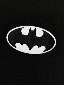 BATMAN X SHEIN Manfinity EMRG 男士圓領休閒百搭日常穿著短袖T恤 - 黑色 - 查看 5