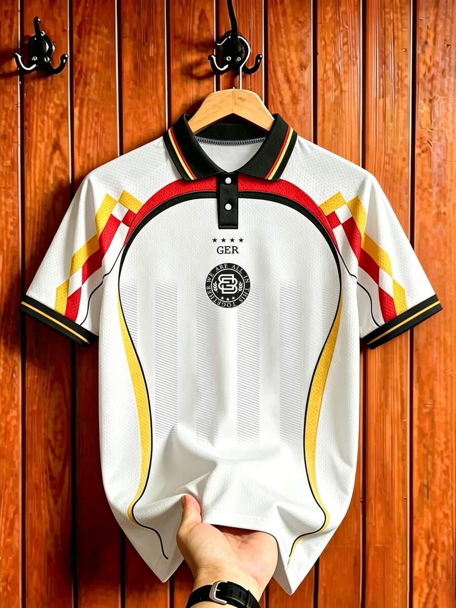 Gritte Field Men's Geometric Print Short Sleeve Sports T-Shirt - Multicolor - View 1