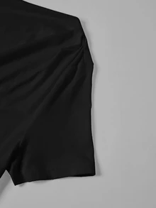 SHEIN Clasi 女款時尚不對稱單肩抓皺修身T恤3件組 - 彩色 - 查看 10