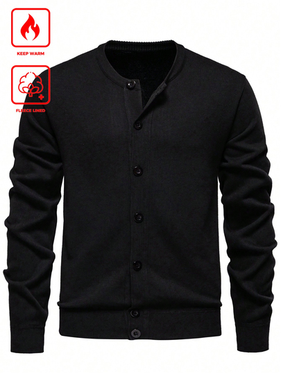 Marcello Vane Men's Solid Color Casual Versatile Daily Wear Cardigan , For Husband, Boyfriend Gifts , Fall Winter, Long Sleeve Top