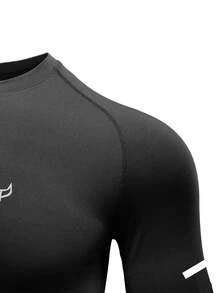 GymBeat Kaos Olahraga Kasual Serbaguna Pria dengan Desain Blok Warna untuk Perjalanan Sehari-hari, Gym - Hitam - View 5