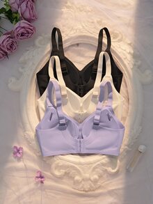 Crystal Vow 3pcs/Set Bra Wanita Tanpa Jahitan yang Nyaman - MultiWarna - View 2