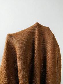 SHEIN 2026新款女款閃耀金針織背心上衣－圓領、羅紋袖口細節、短版剪裁，完美融合90年代復古魅力與極簡時尚，適合早午餐約會、夜晚外出及春夏日常穿著 - 巧克力棕 - 查看 8