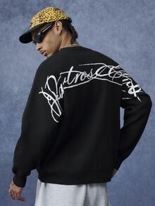 PAVTROS Men's Letter Pattern Casual Daily Long Sleeve Sweater - Black - View 3