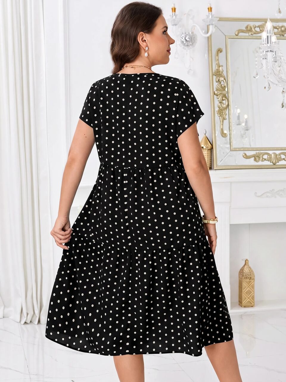 Plus Size Women's Summer Casual Vacation Polka Dot Dress