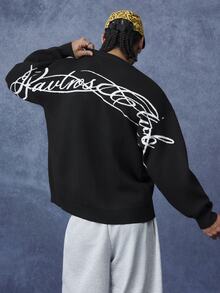 PAVTROS Men's Letter Pattern Casual Daily Long Sleeve Sweater - Black - View 1