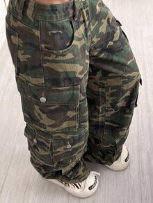Jeanoix 大尺碼迷彩印花工裝牛仔褲 - 彩色 - 查看 7