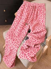Resyla Vintage American Pink Leopard Print Y2K Fashion Women's Sweatpants - Pink - View 3