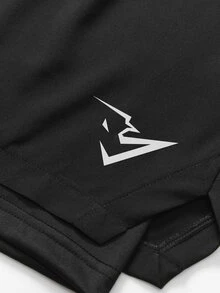 Gym Rark Men's Geometric Print Drawstring Waist Double Layer Sports Shorts, Gym - Black - View 6