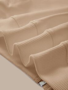 SHEIN BASICS 休閒純色針織立領長袖寬鬆女款夾克 秋冬服飾 - 杏色 - 查看 8