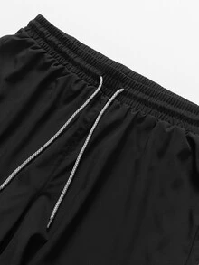 Gym Rark Men's Geometric Print Drawstring Waist Double Layer Sports Shorts, Gym - Black - View 4
