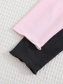 SHEIN Playful Pals 5件組隨機款女孩波點愛心條紋甜美可愛百搭柔軟舒適羅紋針織內搭褲，春夏四季適用多件套 - 黑色 - 查看 7