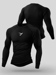 GymBeat Men's Printed Slim Fit Long Sleeve T-Shirt And Drawstring Waist Long Pants Sports Set, Gym - Black - View 2