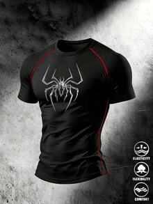 Gym Rark Men's Spider Pattern Print Short Sleeve Versatile Sports T-Shirt - Black - View 3