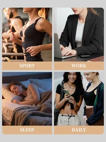 SHEIN 1件女款極簡舒適無縫果凍膠無鋼圈可拆式胸墊內衣 - 杏色 - 查看 5