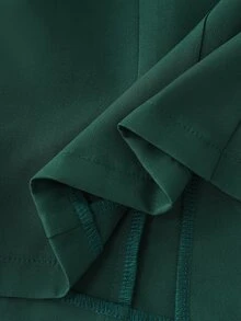 EMERY ROSE Jaket Kasual Wanita Lengan Panjang Kancing Ganda Warna Polos - Hijau - View 4