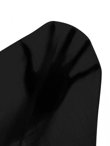 Rusticease Blus Kasual Liburan Ukuran Besar Warna Polos Lengan Lentera - Hitam - View 8