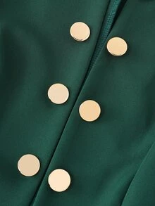 EMERY ROSE Jaket Kasual Wanita Lengan Panjang Kancing Ganda Warna Polos - Hijau - View 9