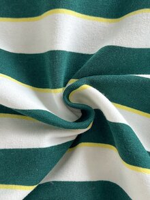 SHEIN 小男孩休閒牛仔復古極簡韓風時尚翻領鈕扣POLO領白色長袖衛衣上衣 秋季生日 - 彩色 - 查看 6
