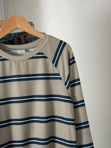 SHEIN 1件女童休閒簡約校園通勤日常春秋上衣，秋季上衣，度假穿搭，舒適 - 灰色 - 查看 6