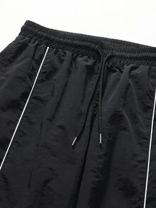 Coreblaze Celana Panjang Olahraga Pria Longgar dengan Motif Huruf dan Tali Serut di Pinggang, untuk Gym - Hitam - View 7