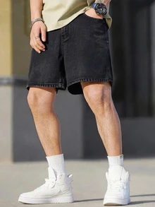 Manfinity Homme Men's Casual Versatile Denim Shorts With Pockets - Dark Grey - View 6