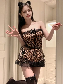 Dansine 2026 Sexy Lace Leopard Print Maid Costume Lingerie Set For Dating - Multicolor - View 3