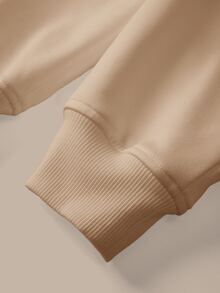 SHEIN BASICS 休閒純色針織立領長袖寬鬆女款夾克 秋冬服飾 - 杏色 - 查看 10