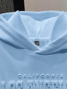 Daypath Blue Knit Standard Size Men's Loose Drop Shoulder Thick Hoodie - Blue - View 4