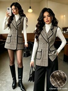 Elenzga 女款格紋休閒百搭日常穿著夾克外套 - 彩色 - 查看 6