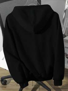 SHEIN EZwear 復古豹紋圖案連帽長袖寬鬆女款衛衣，秋季衛衣，適合日常通勤、聚會、秋冬/夏季、聖誕節、新年、感恩節、派對、婚禮、海灘、畢業典禮、優雅、外出、約會、通勤、情人節、優雅、度假、Y2K、畢業典禮等場合 - 黑色 - 查看 2