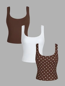 SHEIN Velisys Spring/Summer Best-Selling Fashion Sports Sleeveless T-Shirt Tank Top - Multicolor - View 3